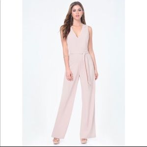 Bebe tie-waist slit back jumpsuit